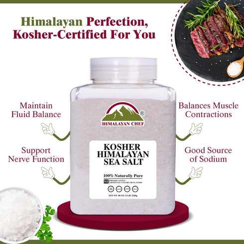 Himalayan Chef Kosher Sea Salt - 5 lbs Plastic Jar | 2 Pack